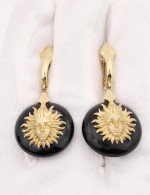 Серьги из лимонного золота 585 пробы c ониксом
