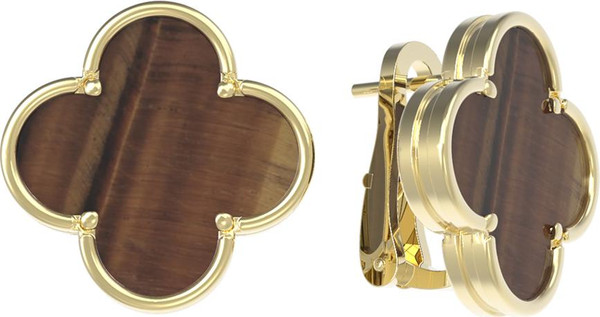 Серьги из лимонного золота c тигровым глазом