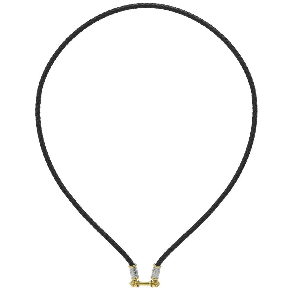 Гайтан из лимонного золота c кожаным шнурком