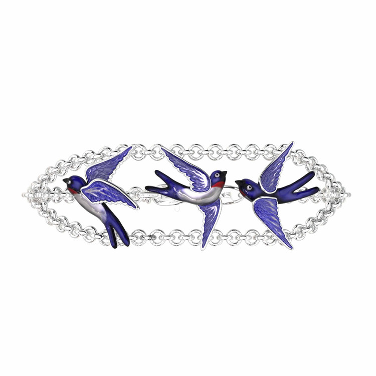 Браслет из белого золота c эмалью и сапфиром