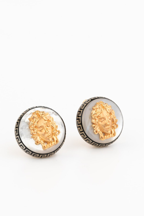 Серьги из золота c эмалью и перламутром