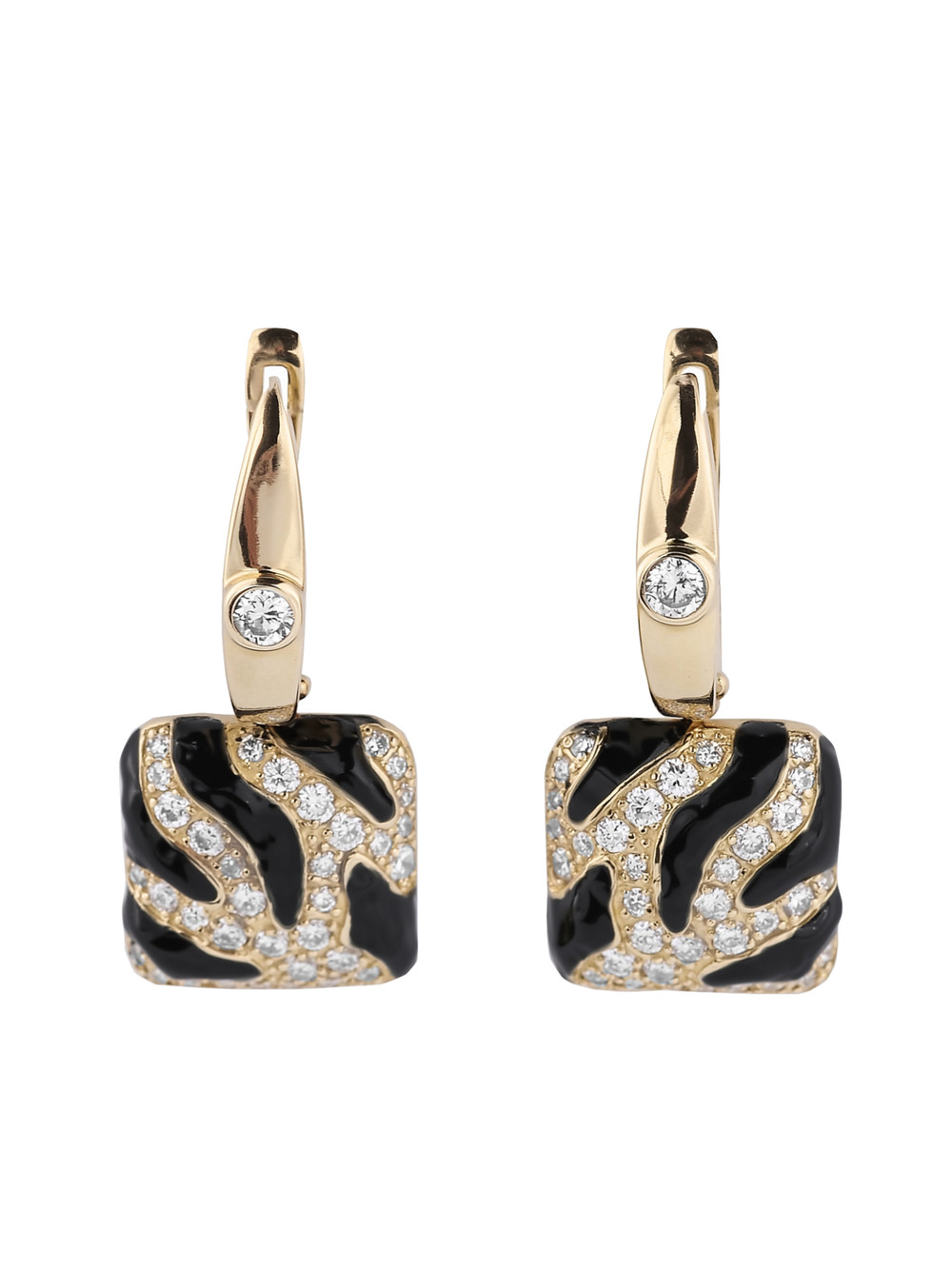 Серьги из лимонного золота c эмалью и бриллиантами