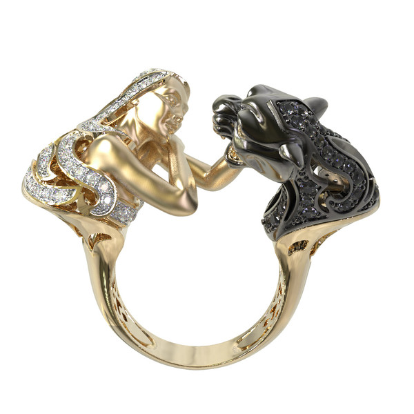 Кольцо из лимонного золота c фианитом