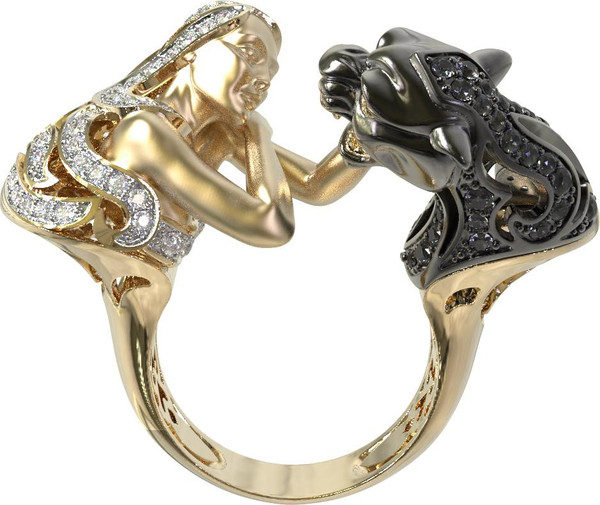 Кольцо из лимонного золота c фианитом