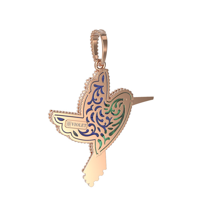 Подвеска из золота c эмалью, лазуритом и малахитом