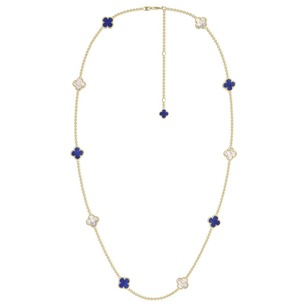 Колье из лимонного золота c лазуритом и перламутром