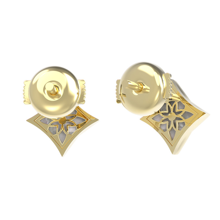 Серьги из лимонного золота c бриллиантами и перламутром