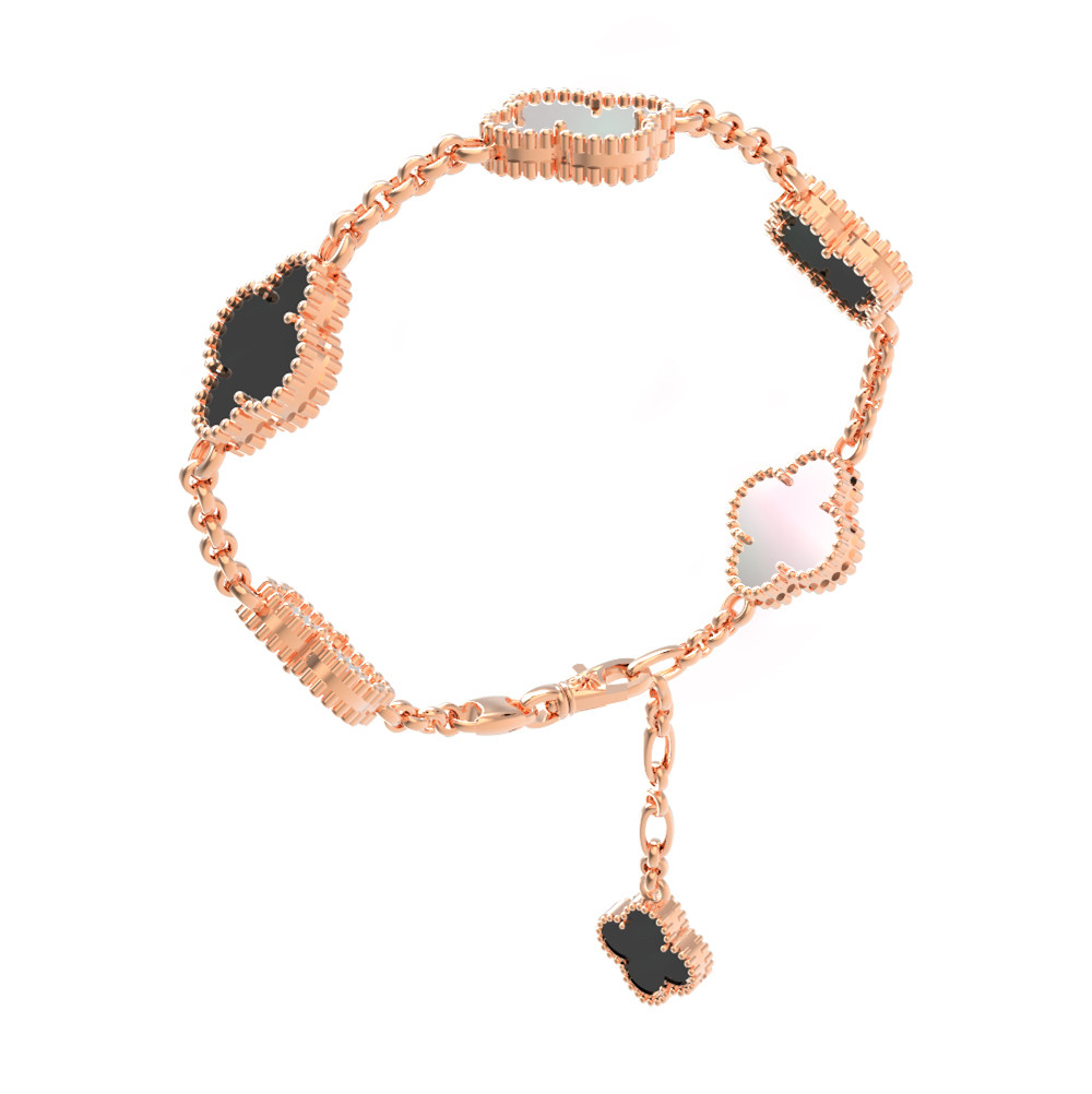 Браслет из золота c ониксом и перламутром