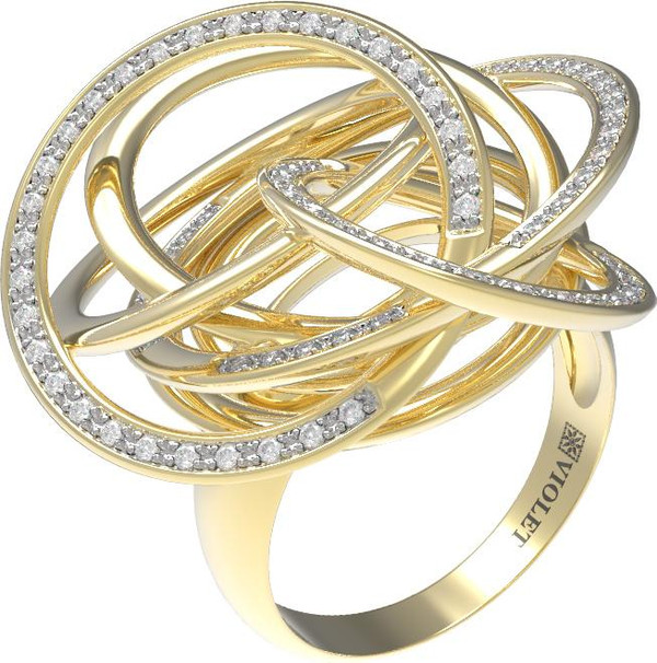 Кольцо из лимонного золота c бриллиантами