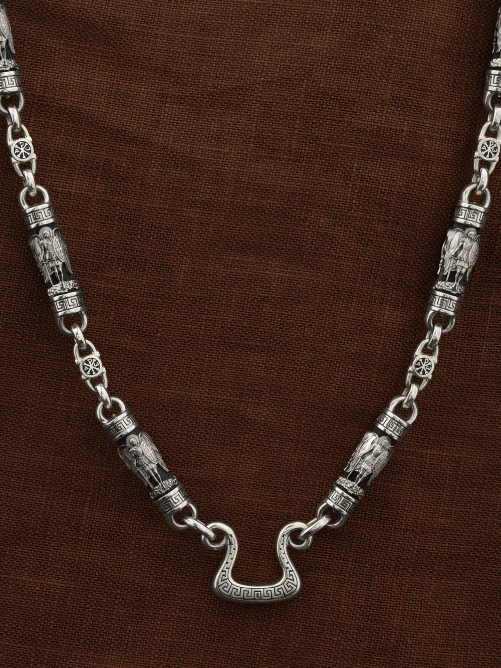 Цепь из белого золота c эмалью и эбеновым деревом