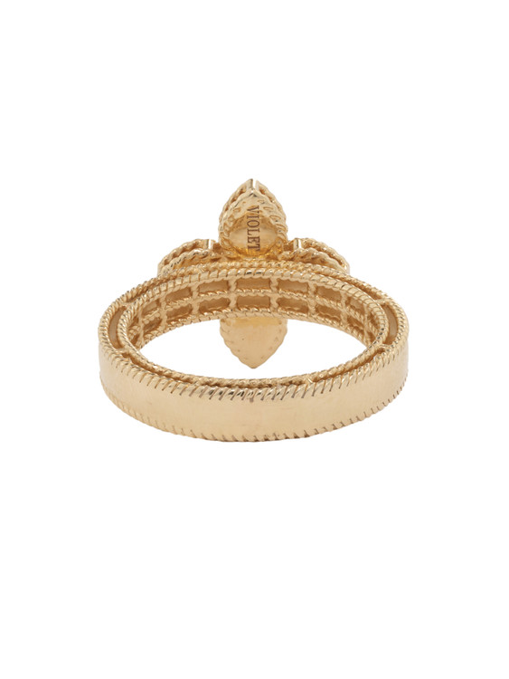 Кольцо из золота c бриллиантами и перламутром