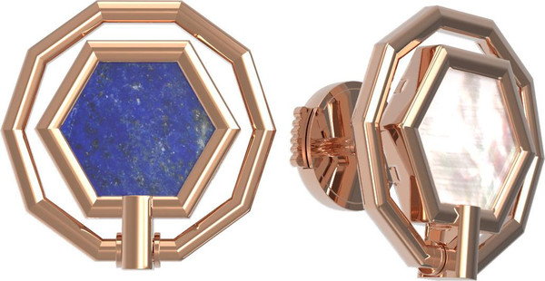 Серьги из золота c лазуритом и перламутром