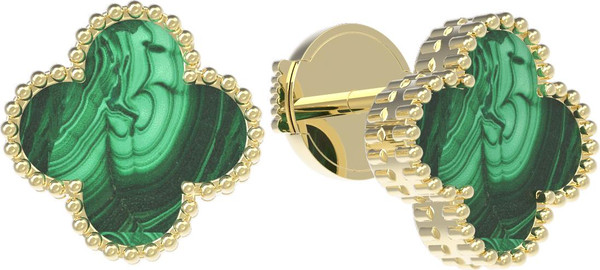 Серьги из лимонного золота c малахитом