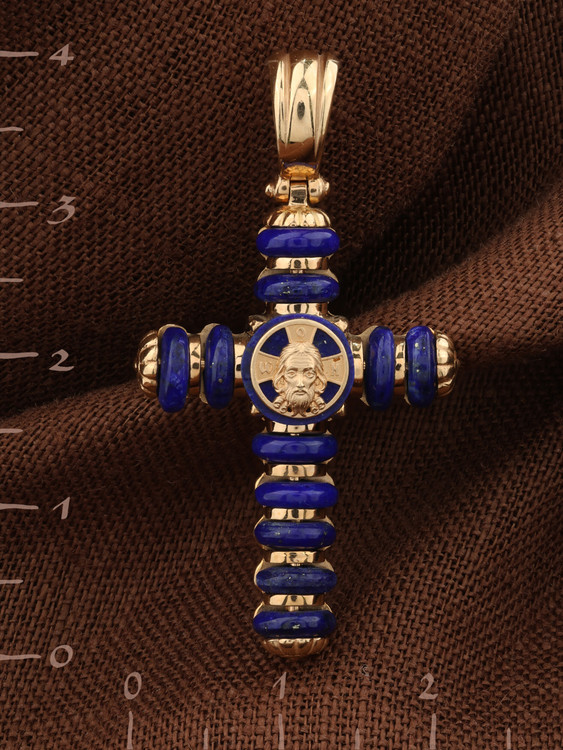 Крест из золота c лазуритом