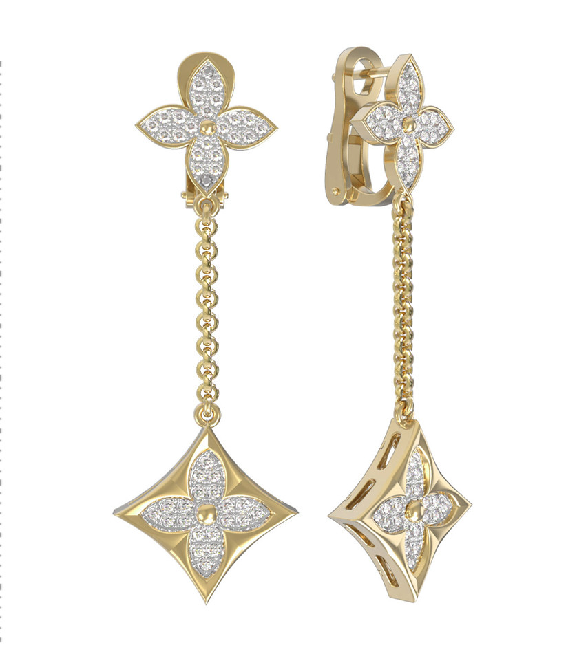 Серьги из лимонного золота c бриллиантами