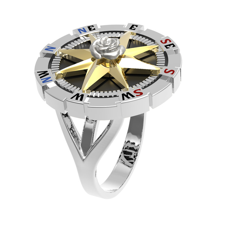 Кольцо из белого золота c эмалью и ониксом