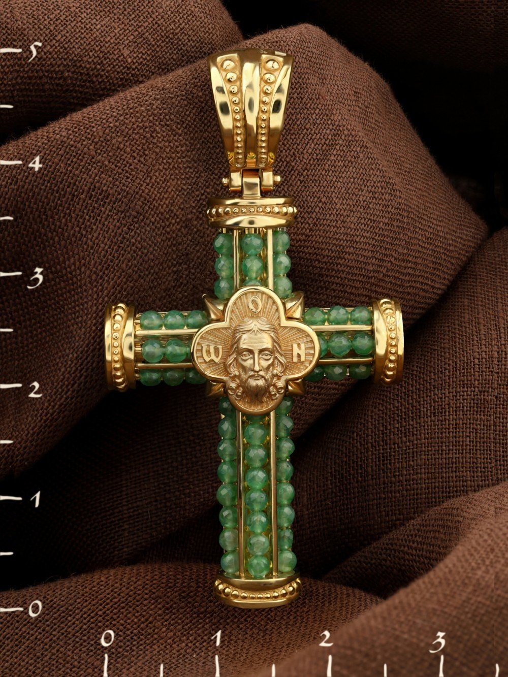 Крест из лимонного золота c хризопразом