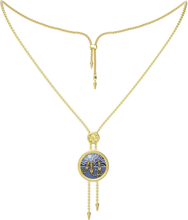 Колье из лимонного золота c эмалью