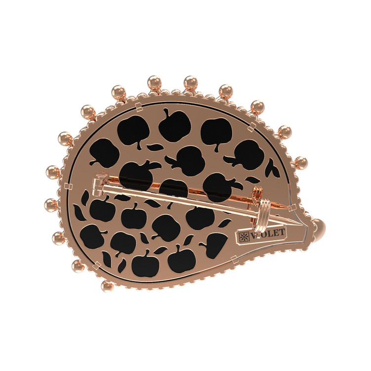 Брошь из золота c эмалью, ониксом и перламутром