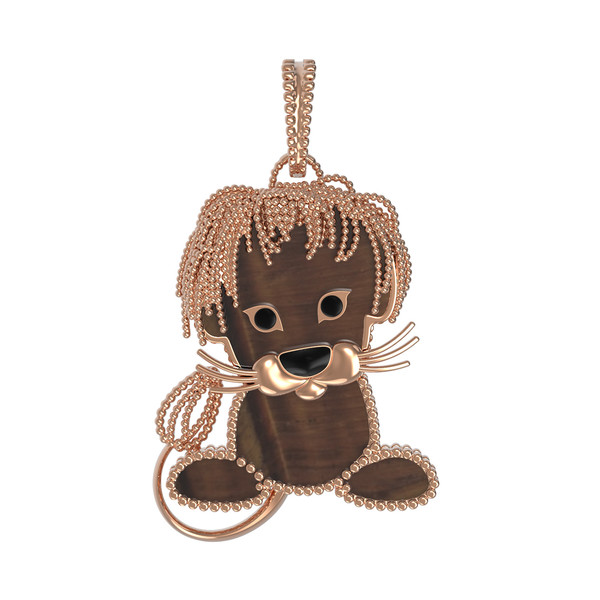 Подвеска из золота c эмалью и тигровым глазом