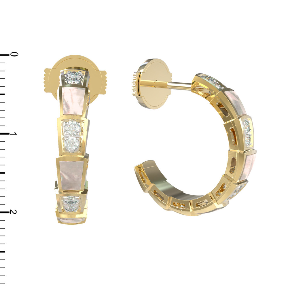 Серьги из лимонного золота c бриллиантами и перламутром