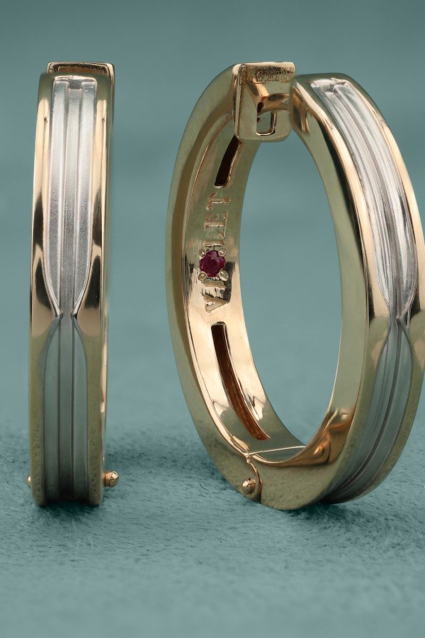 Серьги из золота 585 пробы c рубином