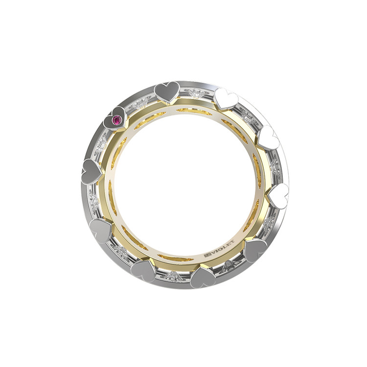 Кольцо из лимонного золота c бриллиантами и рубином