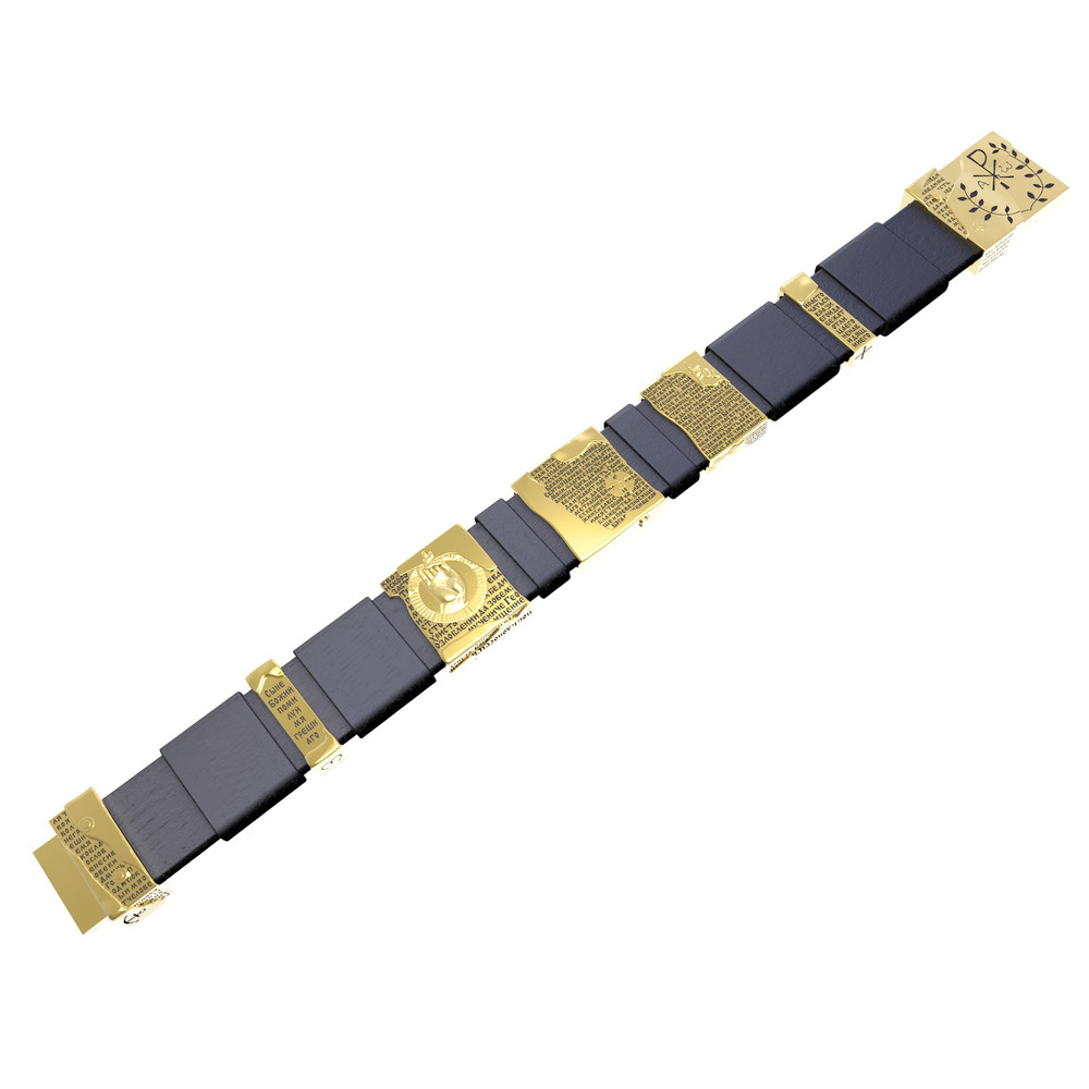 Браслет из лимонного золота c кожаным шнурком