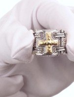Кольцо из серебра 925 пробы и золота 750 пробы c рубином