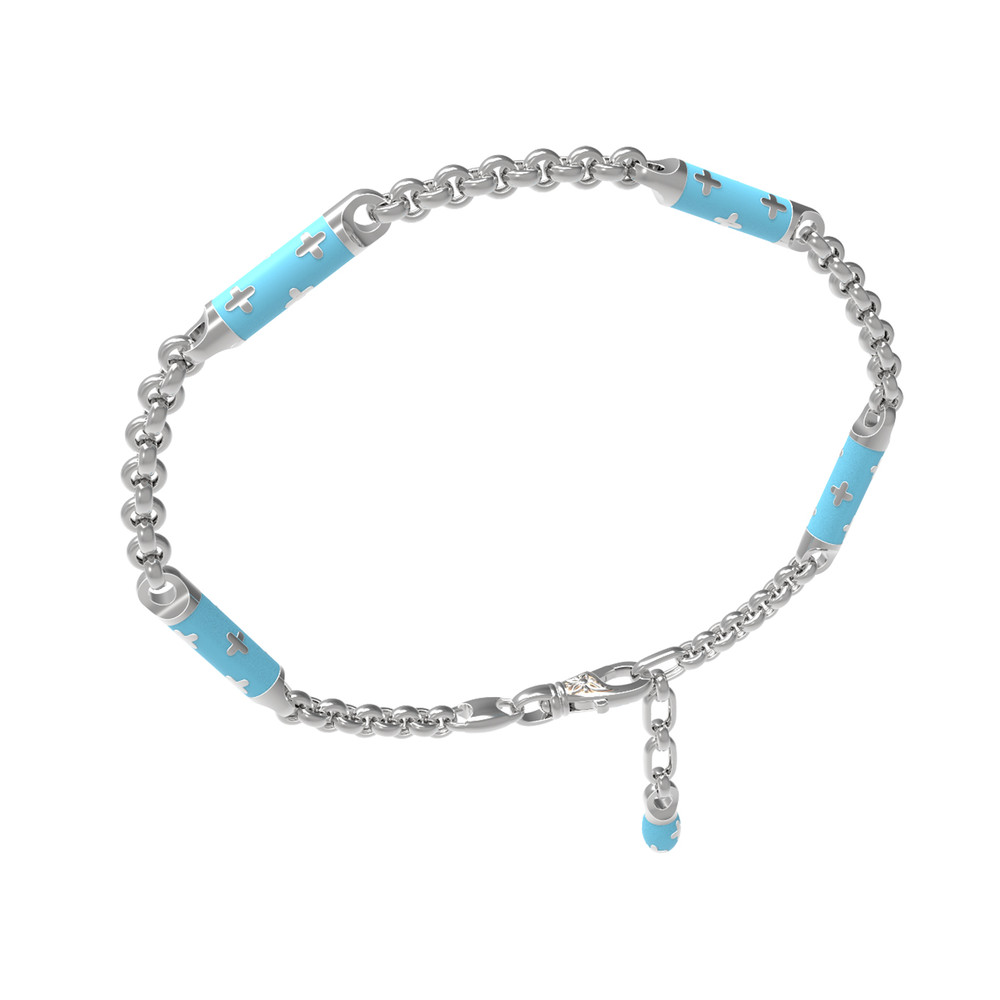 Браслет из белого золота c эмалью