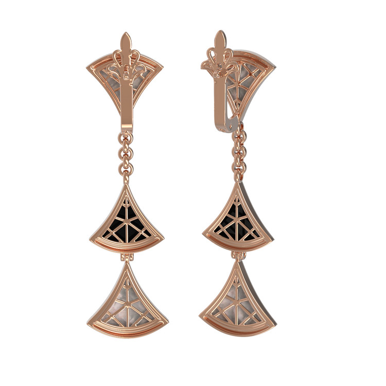 Серьги из золота c ониксом и перламутром