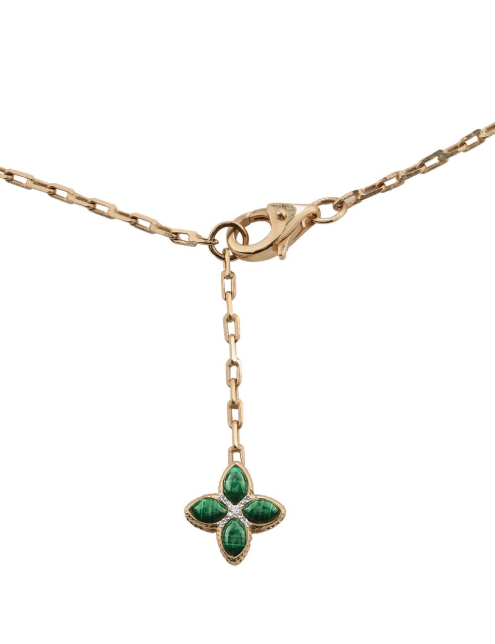 Колье из золота 585 пробы c бриллиантами и малахитом