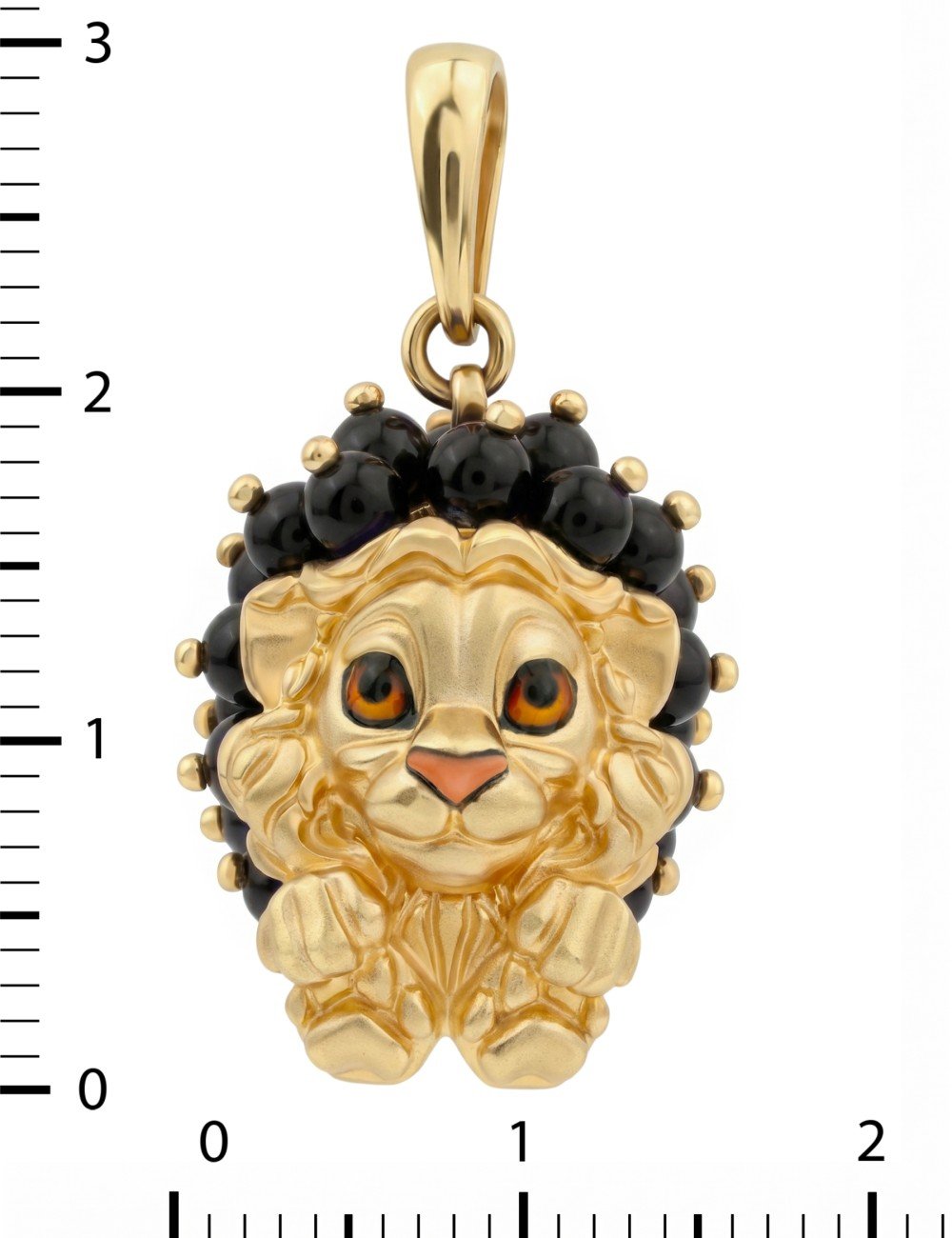 Подвеска из лимонного золота 585 пробы c эмалью и ониксом