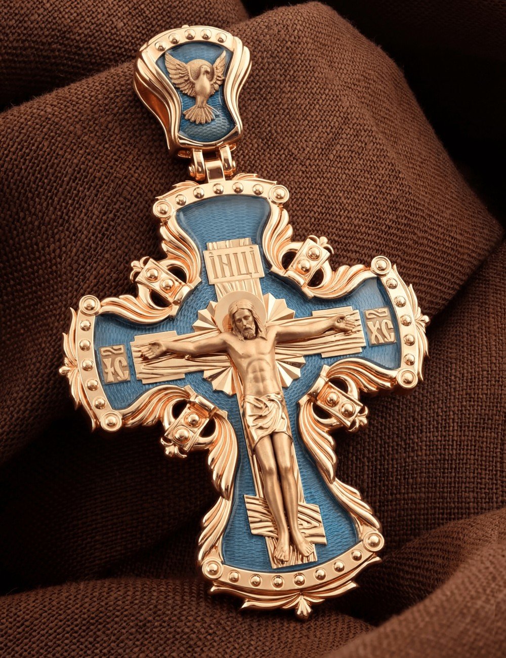 Крест из золота 585 пробы c эмалью