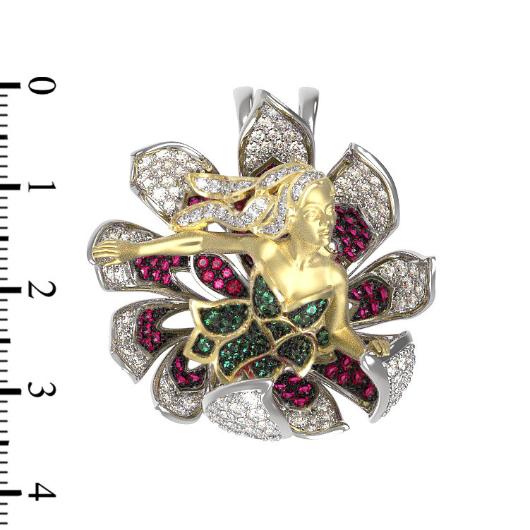 Подвеска из белого золота c фианитом