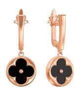 Серьги из золота 585 пробы c ониксом