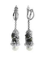 Серьги из белого золота 585 пробы c жемчугом