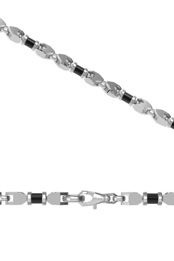 Цепь из белого золота c ониксом