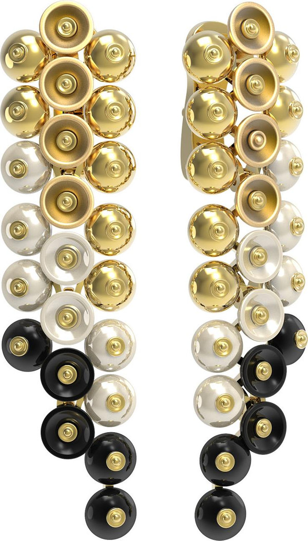 Серьги из лимонного золота c ониксом и перламутром