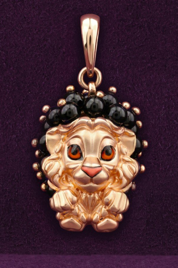 Подвеска из золота 585 пробы c эмалью и ониксом