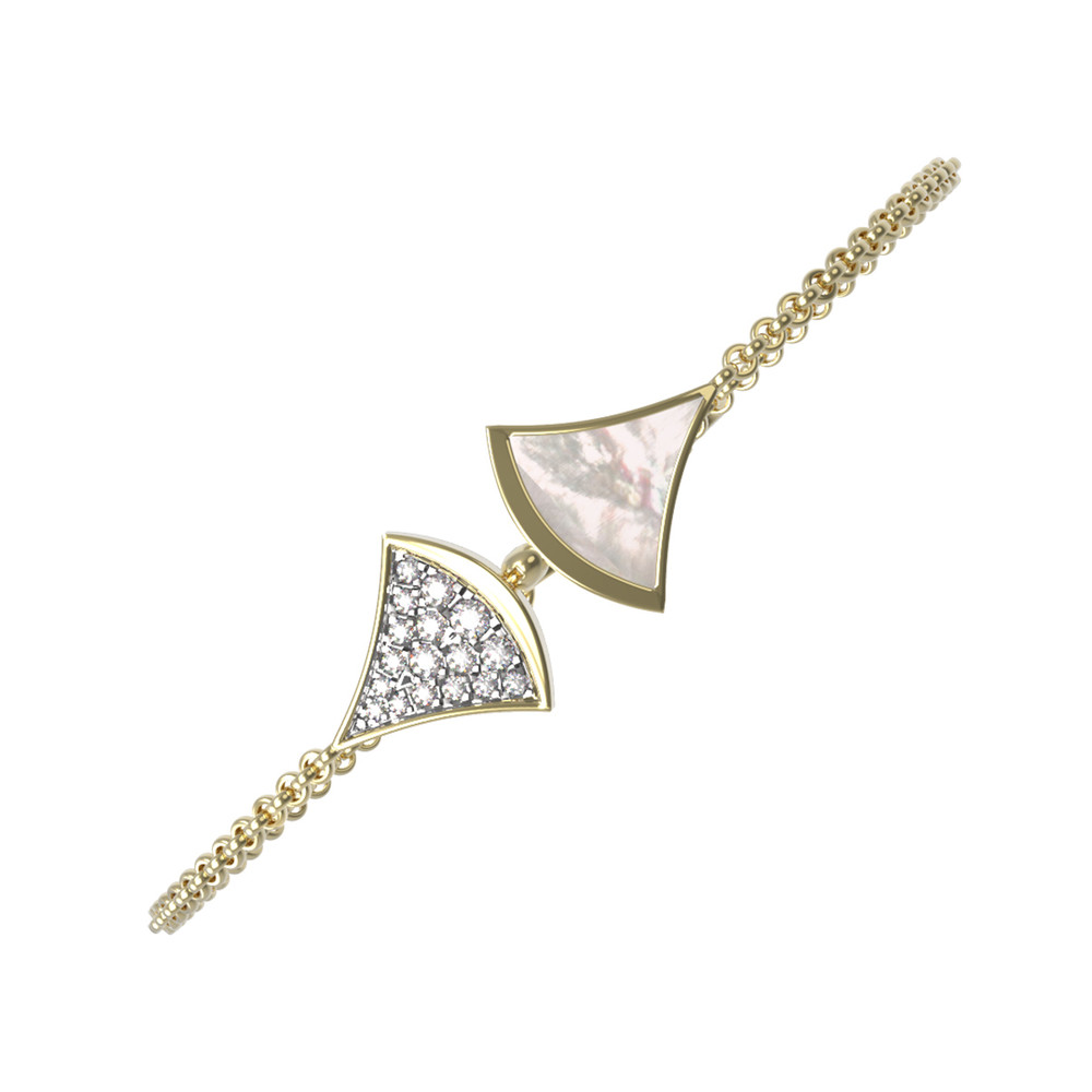 Браслет из лимонного золота c бриллиантами и перламутром