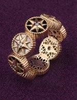 Кольцо из золота 585 пробы c бриллиантами, ониксом и перламутром
