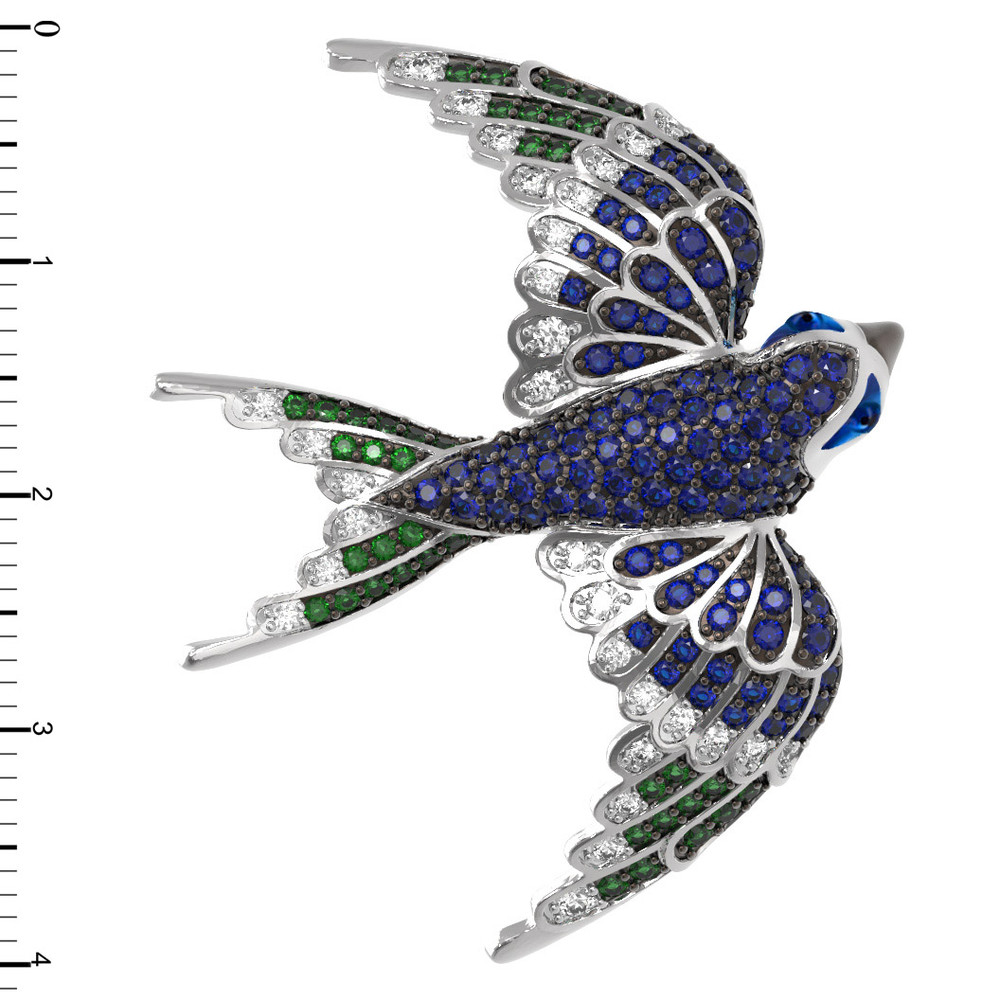 Подвеска из белого золота c эмалью и фианитом