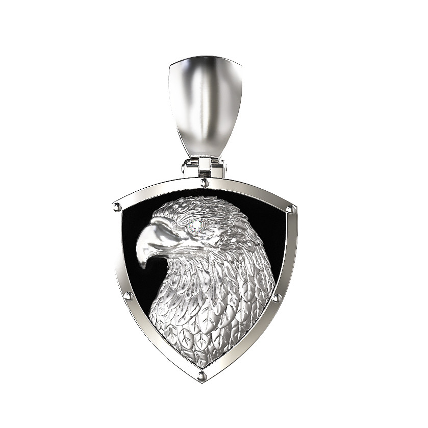 Подвеска из белого золота c бриллиантами и ониксом