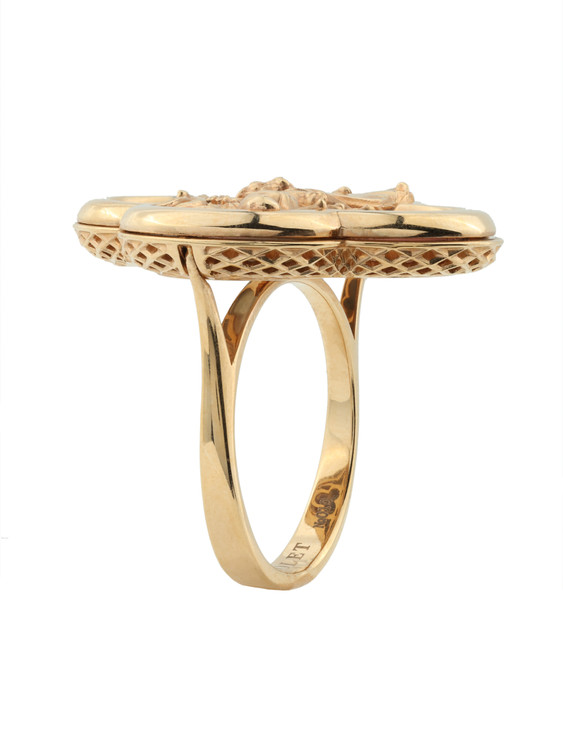 Кольцо из золота c эмалью и перламутром