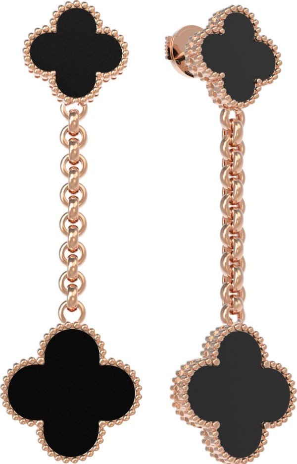 Серьги из золота 585 пробы c ониксом