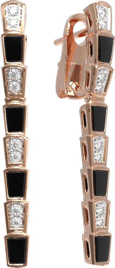 Серьги из золота c бриллиантами и ониксом