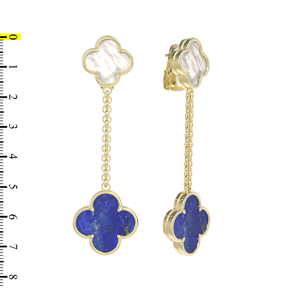 Серьги из лимонного золота c лазуритом и перламутром