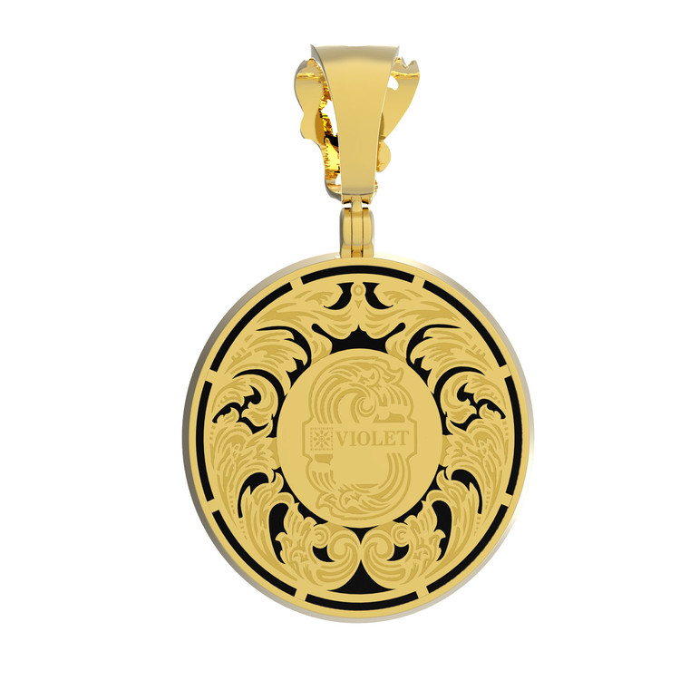 Подвеска из лимонного золота c эмалью и ониксом