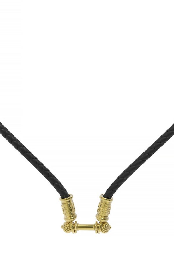 Гайтан из лимонного золота c кожаным шнурком